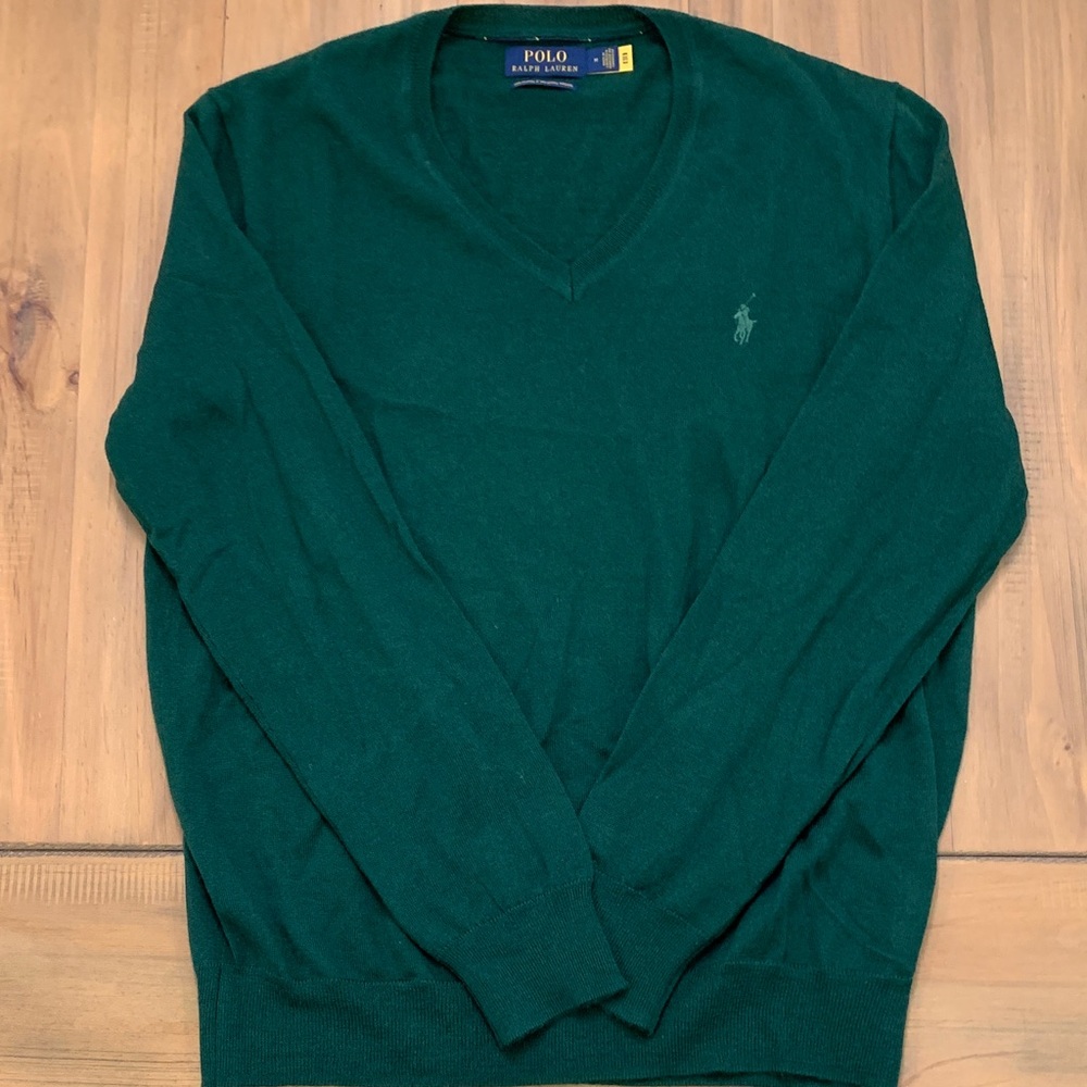 Polo by Ralph Lauren Men's Deep Green V-Neck Sweater